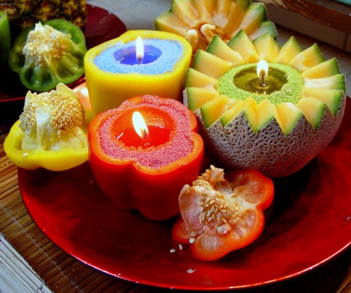 Подсвечники из фруктов и овощей